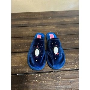 Kate Spade Jolie Penguin Slippers Womens size 9 Blue Velvet Rhinestones